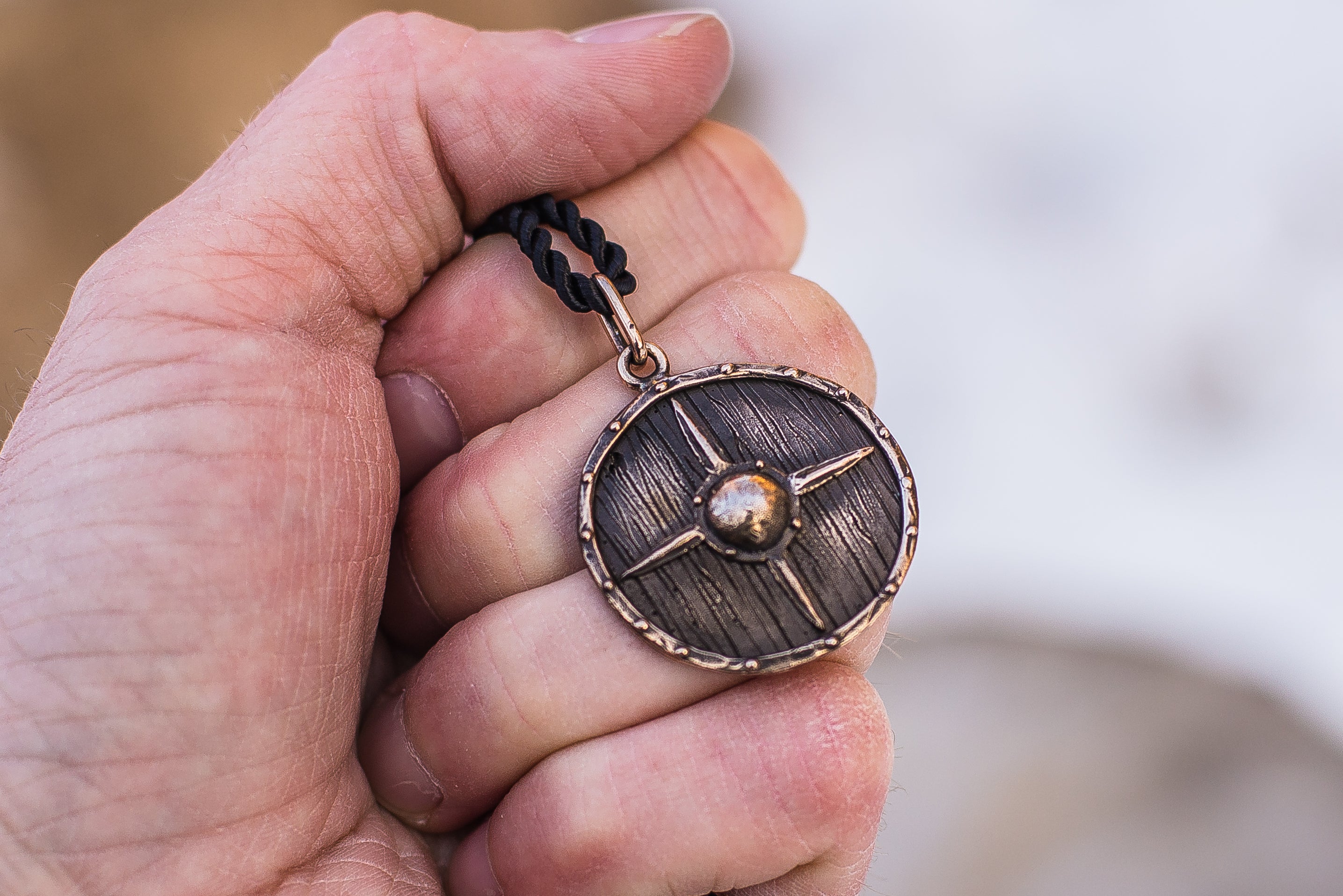 Rollo's Shield Bronze Pendant, Handmade