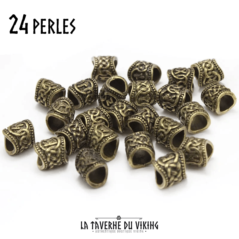 24 Perles Runes - Bronze massif - La Taverne du Viking