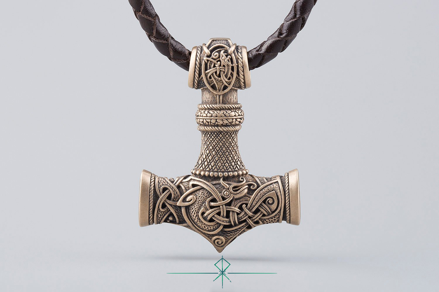 JÖRMUNGAND X - Bronze Massif Collier Vikings Mjolnir Grande taille 
